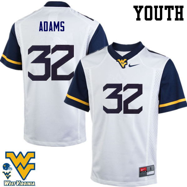 NCAA Youth Jacquez Adams West Virginia Mountaineers White #32 Nike Stitched Football College Authentic Jersey XW23E75IC